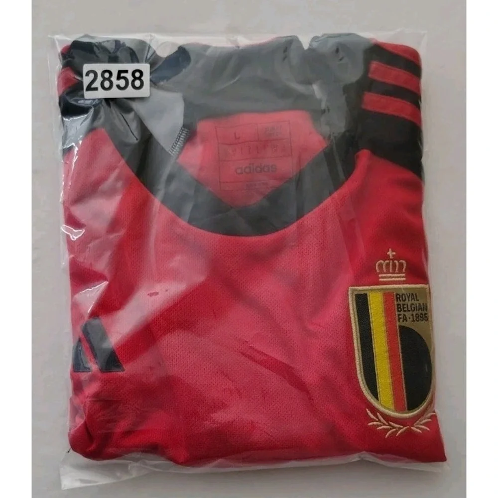 Adidas Belgium 2022-23 World Cup Flaming Shorts Sleeve Soccer Jersey Mens LG - Picture 8 of 12